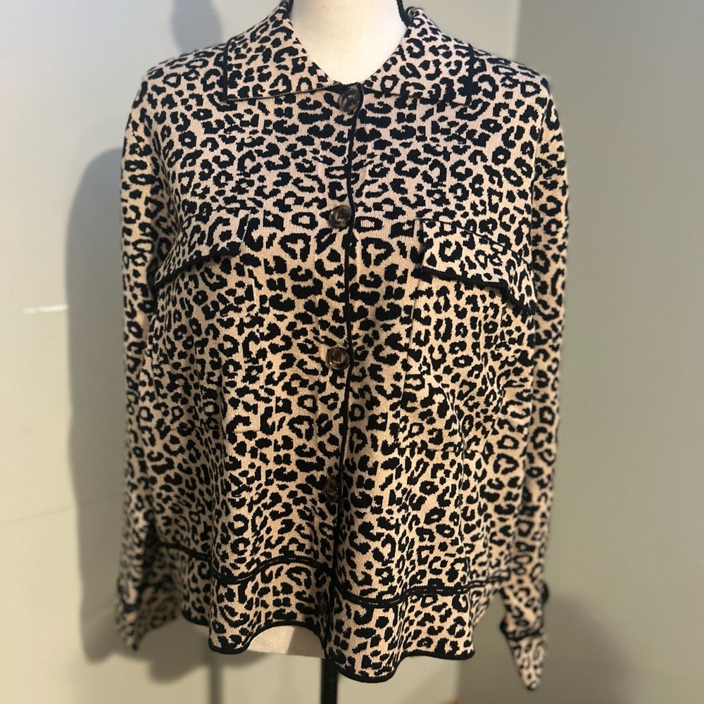 Tribal Double Knit Button Front Cardigan Jacket